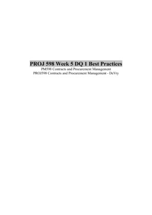 PROJ 598 Week 5 DQ 1 Best Practices