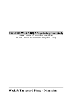 PROJ 598 Week 5 DQ 2 Negotiating Case Study