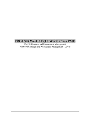 PROJ 598 Week 6 DQ 2 World Class PMO