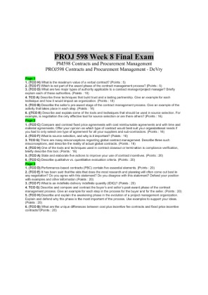 PROJ598 Week 8 Final Exam