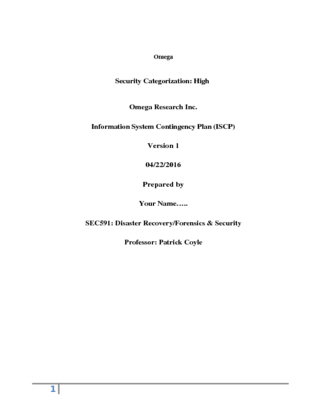 SEC 591 Week 7 Course Project; Omega Research Inc. (Spring 2016)