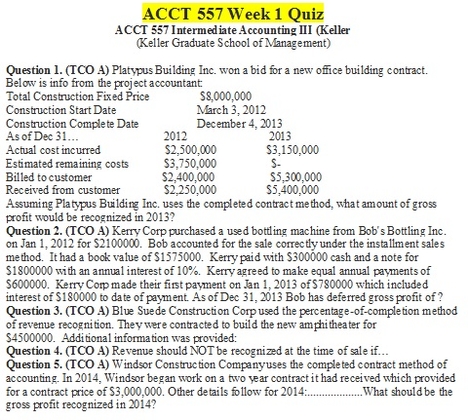 ACCT 557 Week 1 Quiz Answers