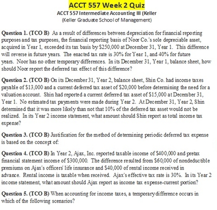 ACCT 557 Week 2 Quiz Answers