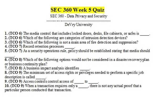 SEC 360 Week 5 Quiz (Questions/Answers)