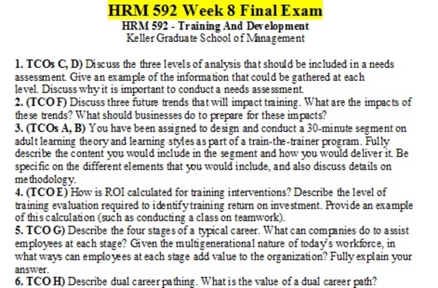 HRM 592 Week 8 Final Exam