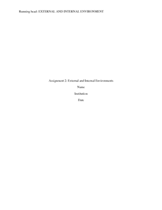 Assignment 2 External and Internal Environments