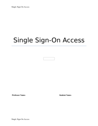 Assignment 2 Single Sign On Access