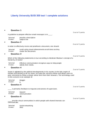 Liberty University BUSI 300 test 1 complete solutions
