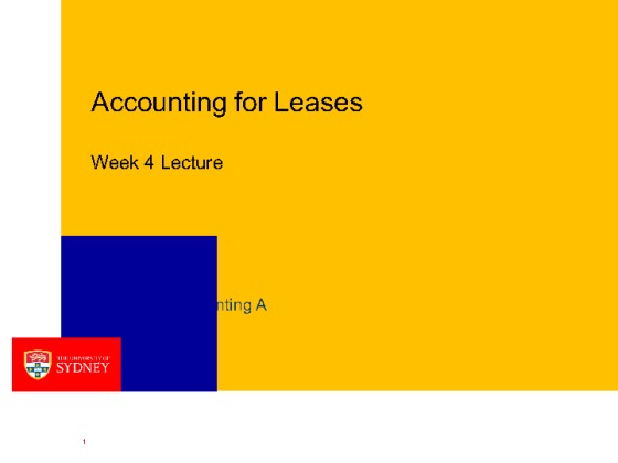 Accounting for Leases ACCT 2011 Week 4   Solution
