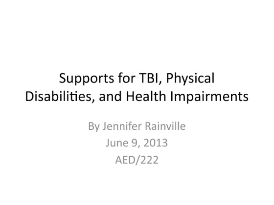 AED222 supports for TBI, physical disabilities, and health impairment