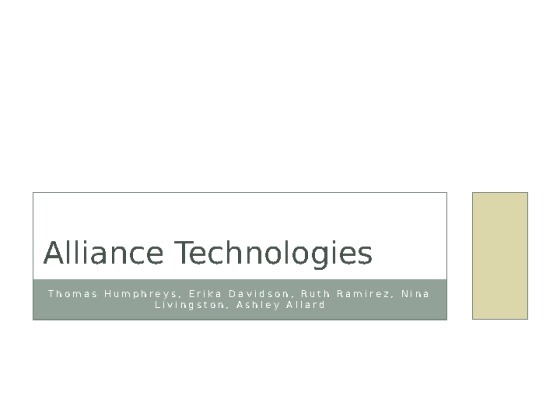 Alliance Technologies Final PPT