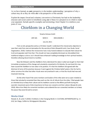 , WK3, DS2 Chiefdom in a Changing World