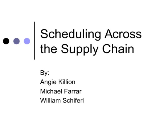 ISCOM471   Scheduling Across the supply Chain