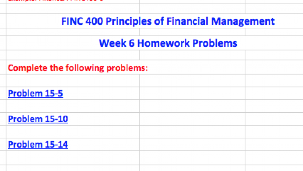 FINC 400 Week 6
