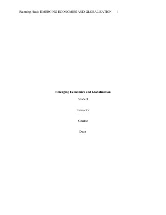 Emerging Economies and Globalization