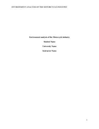 Assignment 2 Harley Davidson External and Internal Analysis