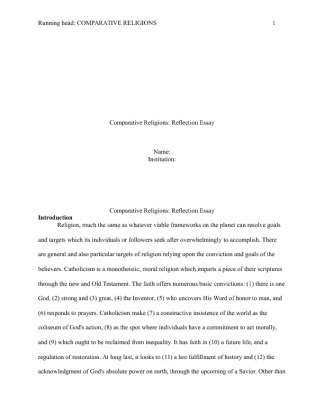 38052461 Comparative Religions Reflection Essay