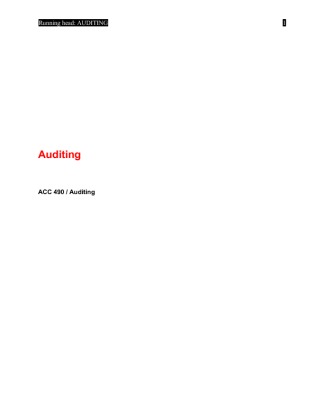 ACC 490 Week 1 Individual Assignment Generally Accepted Auditing...