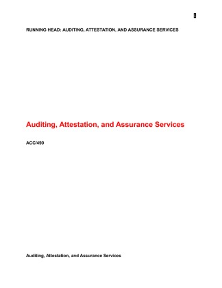 ACC 490 Week 2 LT Assignment Auditing Attestation and Assurance...