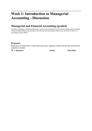 ACCT 346 Week 1 dq2 Managerial and Financial Accounting