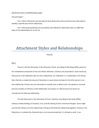 attachment styles and relationships paper