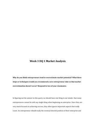 BUS 362 Week 3 DQ 1 Market Analysis 599292