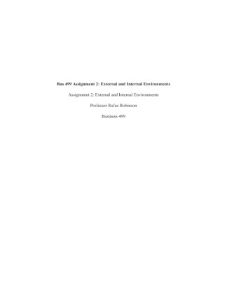 Bus 499 Assignment 2 External and Internal Environments