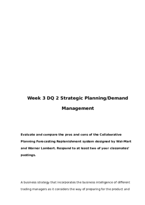 BUS 632 Week 3 DQ 2 Strategic Planning Demand Management 707122429 (1)
