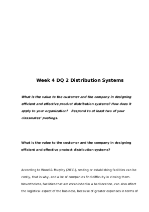 BUS 632 Week 4 DQ 2 Distribution Systems 729735123