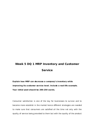 BUS 644 Week 5 DQ 1 MRP Inventory and Customer Service 313413995 (1)