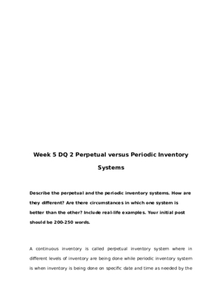 BUS 644 Week 5 DQ 2 Perpetual Versus Periodic Inventory Systems 847283758