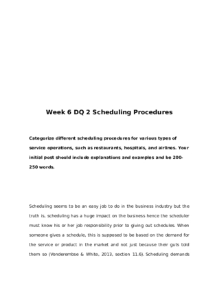 BUS 644 Week 6 DQ 2 Scheduling Procedures 488052058