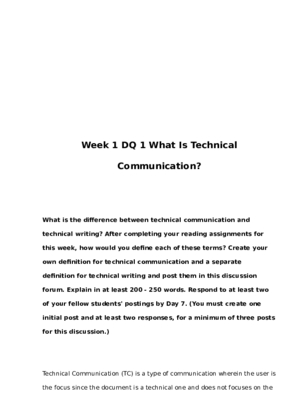 COM 340 Week 1 DQ 1 What Is Technical Communication 688552485