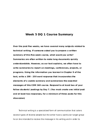 COM 340 Week 5 DQ 1 Course Summary 871744621