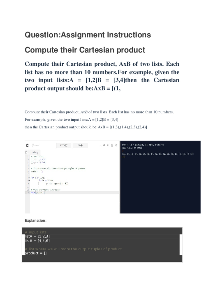 Compute their Cartesian product