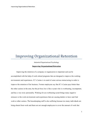 improving organizational retention