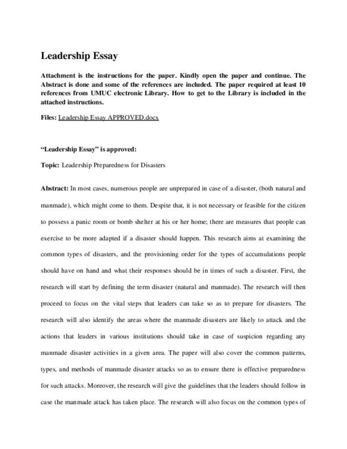 Leadership Essay APPROVED