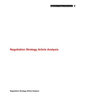 MGT 445 WEEK 2 NEGOTIATION STRATEGY ARTICLE ANALYSIS 0649950073