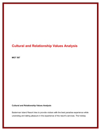 MGT 567 Week 3 Cultural and Relationship Values Analysis 1965568730