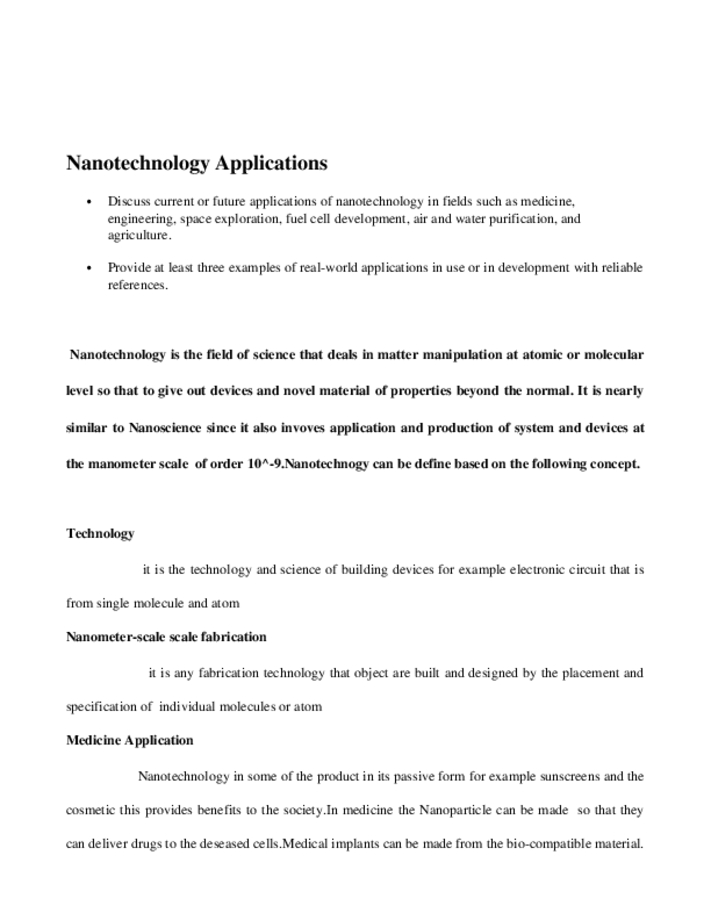 Nanotechnology Applications