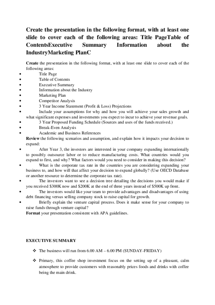 Summary Information about the IndustryMarketing PlanC