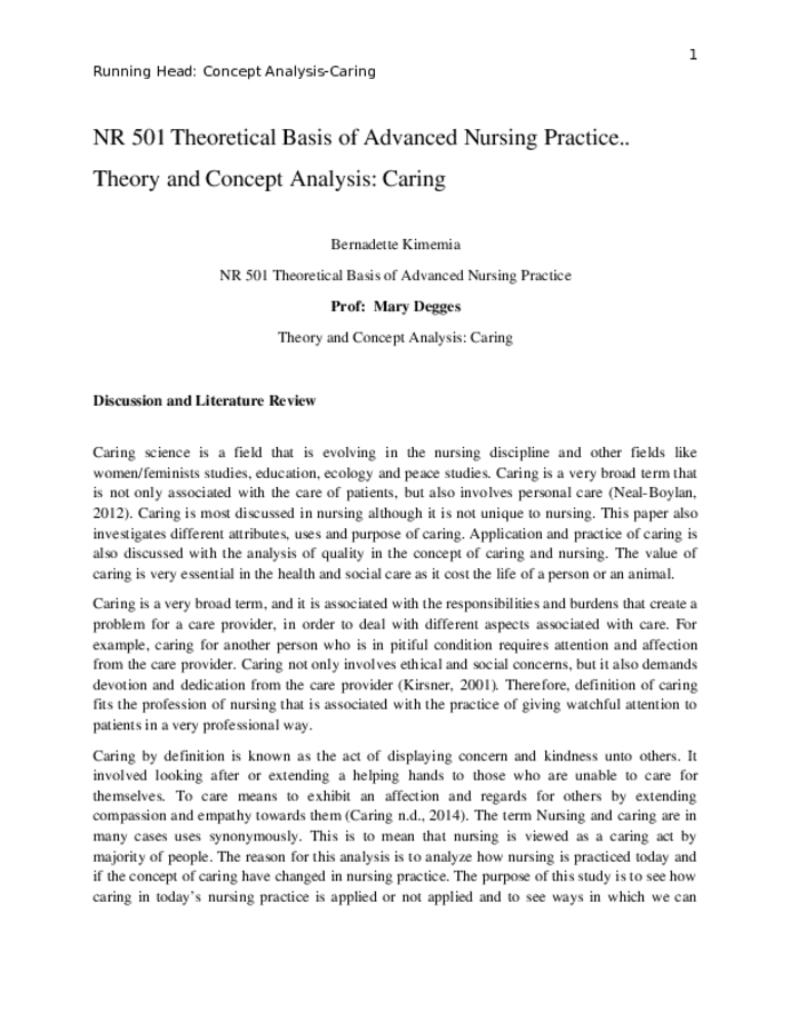 Theoretical Basis of Advanced Nursing Practice.. Theory and Concept...