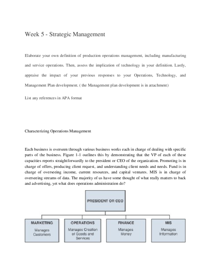 Week 5   Strategic Management