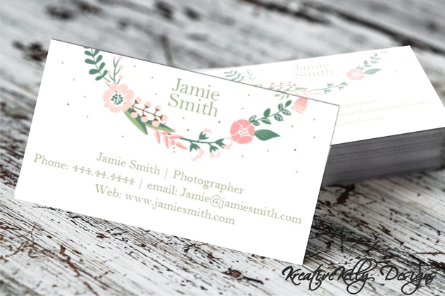 Printable Floral Wreath Business Card Customizable