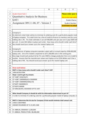 QAT1 Task 3 Spreadsheet