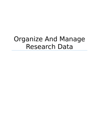 Organize And Manage Research Data
