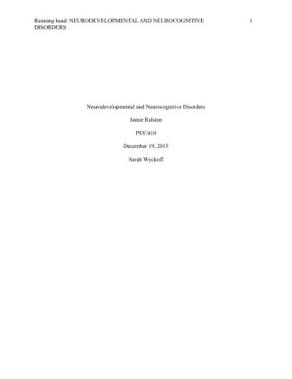 Neurodevelopmental and Neurocognitive Disorders paper 1