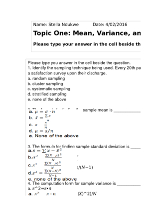 wk 1 mean variance and standard deviation
