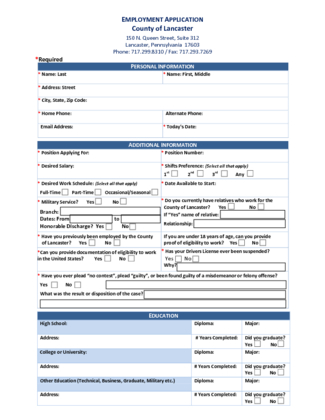 Application for Employment Ceno NoPassword