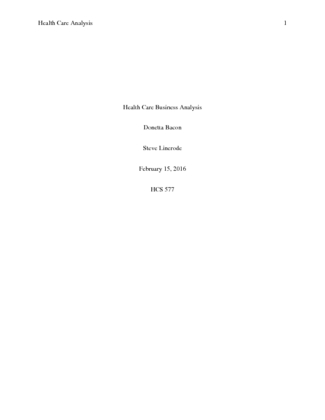 HCS 577 Wk 6 Analysis Paper